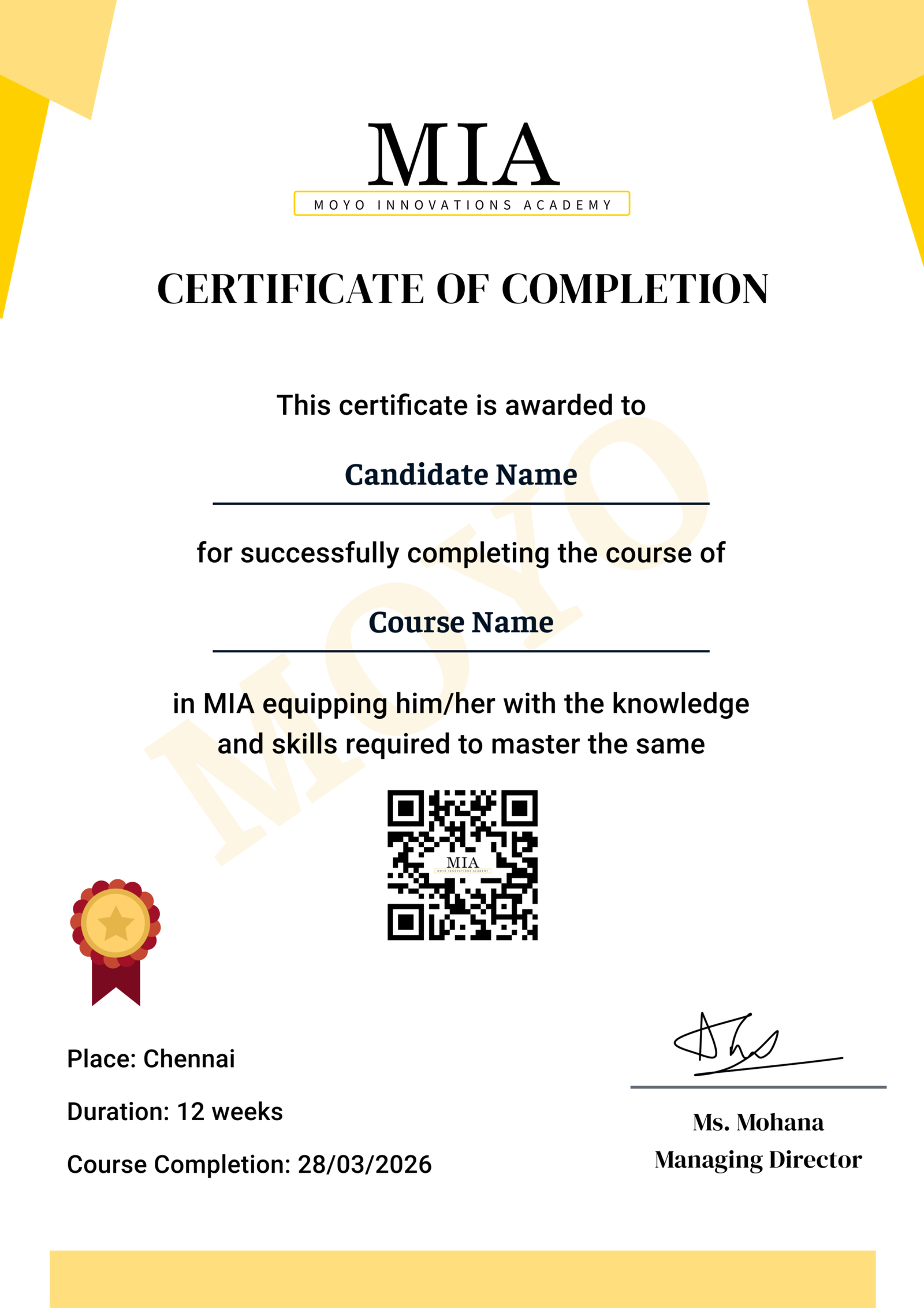 Certificate of Completion