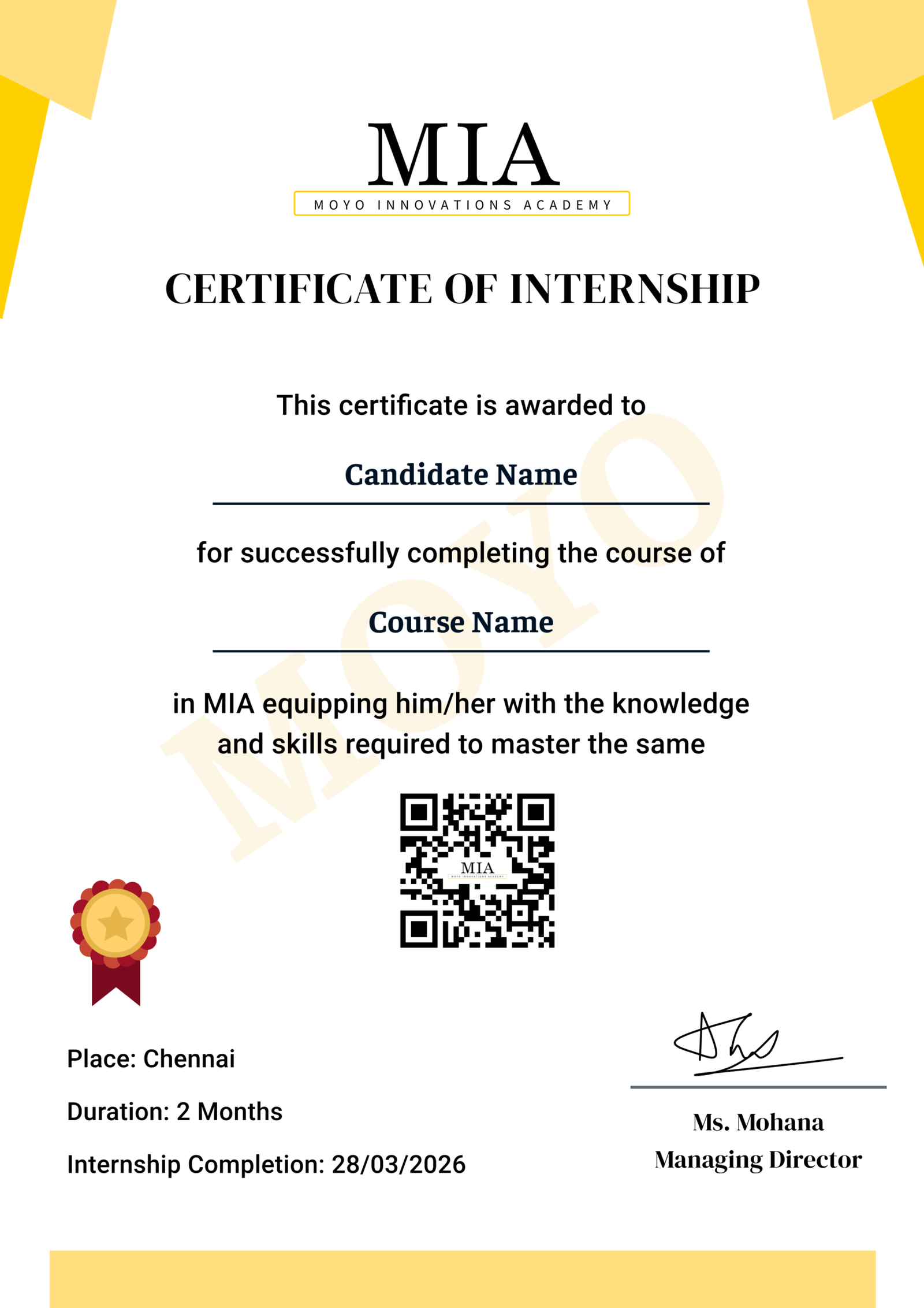 Certificate of Internship